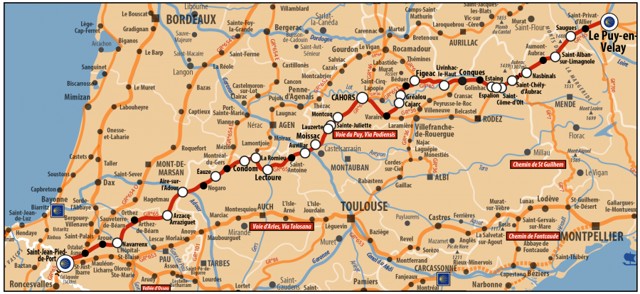 Le Chemin de Compostelle depuis Le Puy en Velay à St Jean Pied de Port